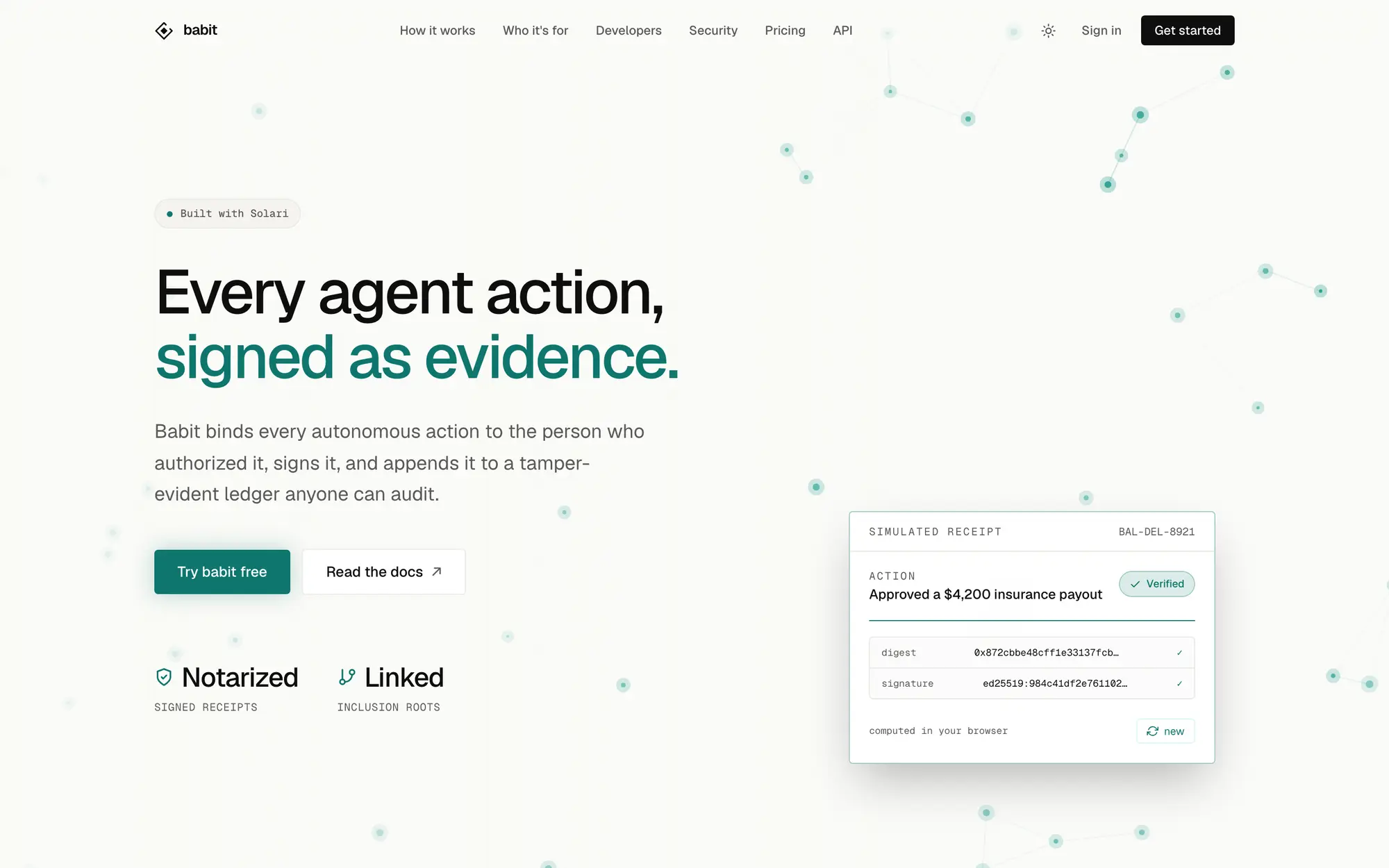 The babit landing page